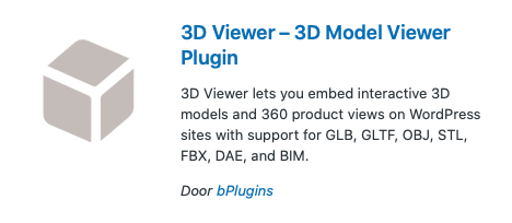 Afbeelding van de 3D viewer voor Wordpress.
